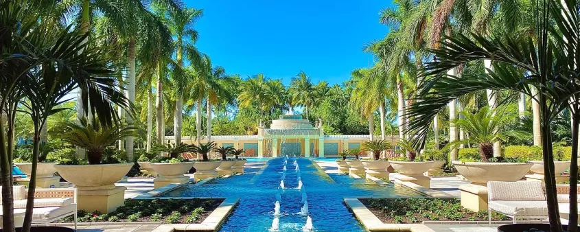 hyatt regency coconut point outdoor fountain trees