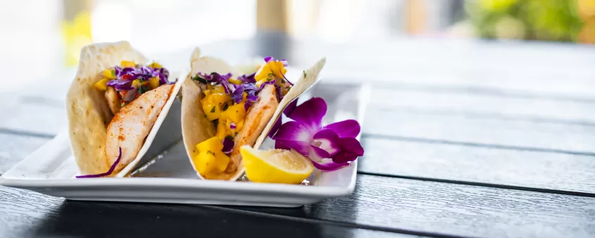 fish tacos on plate on table