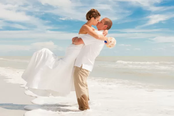 Bride and Groom embracing